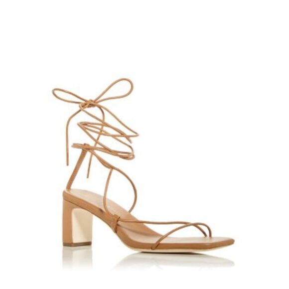 LOEFFLER RANDALL Shoes - LOEFFLER RANDALL Womens Brown Ankle Wrap Ties Cosette Leather Heeled Sandal 9 B